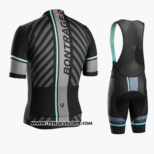 2016 Maillot Ciclismo Trek Bontrager Noir et Gris Manches Courtes et Cuissard